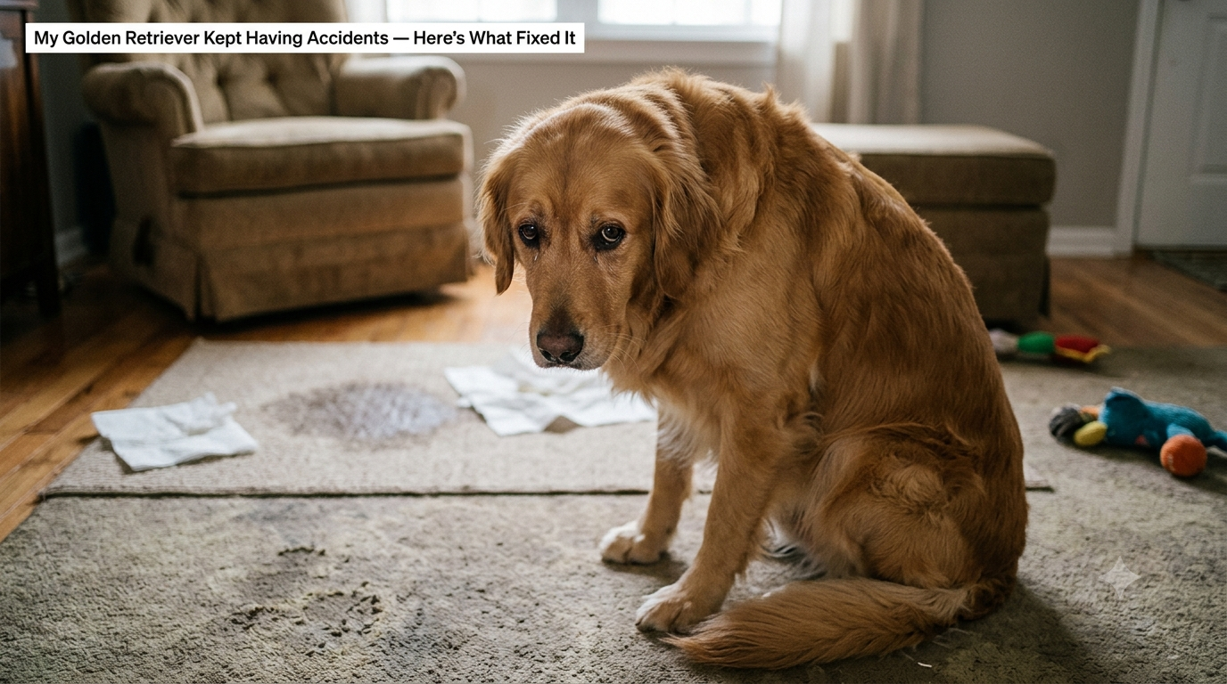 Golden Retriever puppy having accidents indoors before potty training