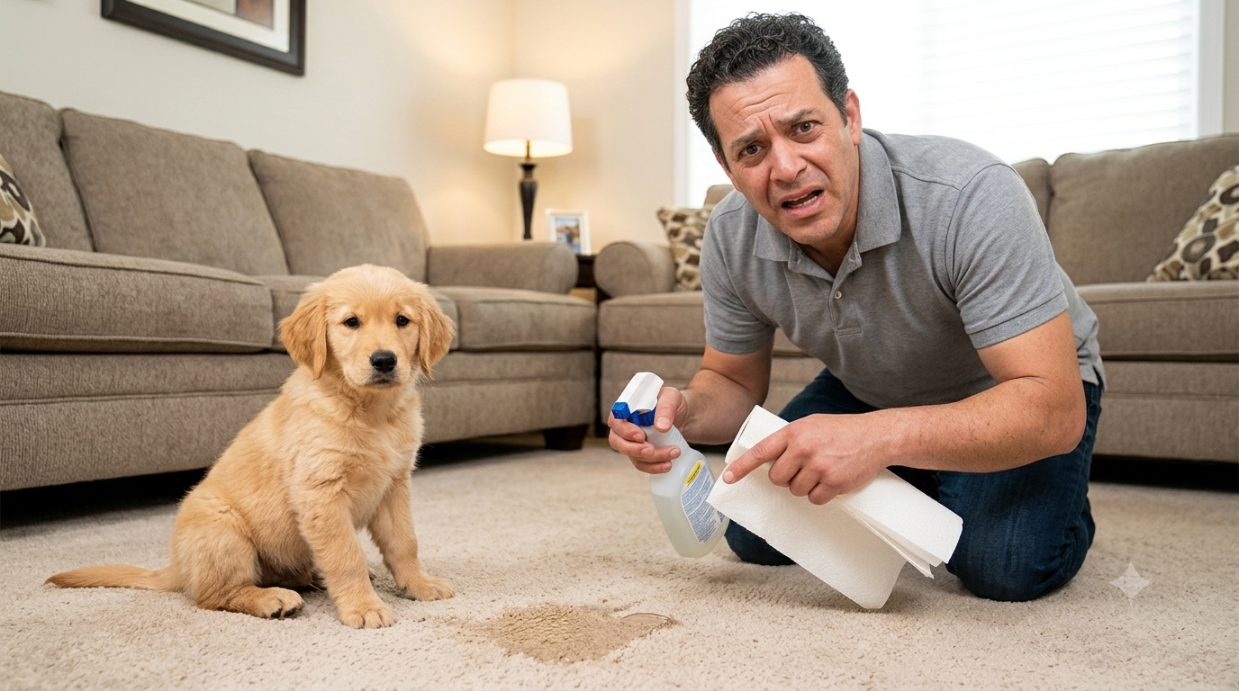 Puppy continuing potty training progress into week two after the 7-day method